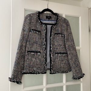 J. Crew Lady Metallic Tweed Jacket Black Rainbow Multi Women's Size 4 CJ-1184